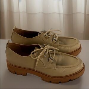 Sun + Stone Lug Sole Leather Oxfords Beige 8